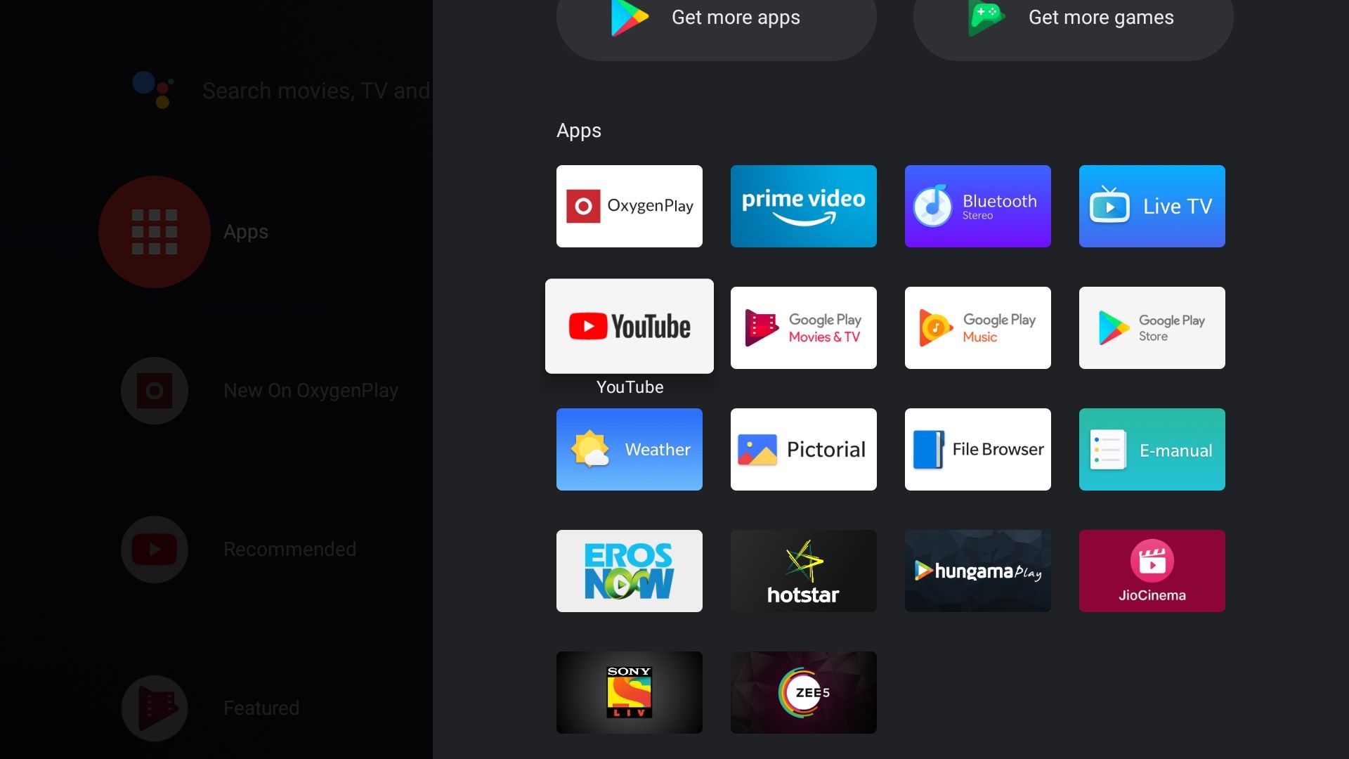 OnePlus TV preloaded apps OnePlus TV preloaded apps