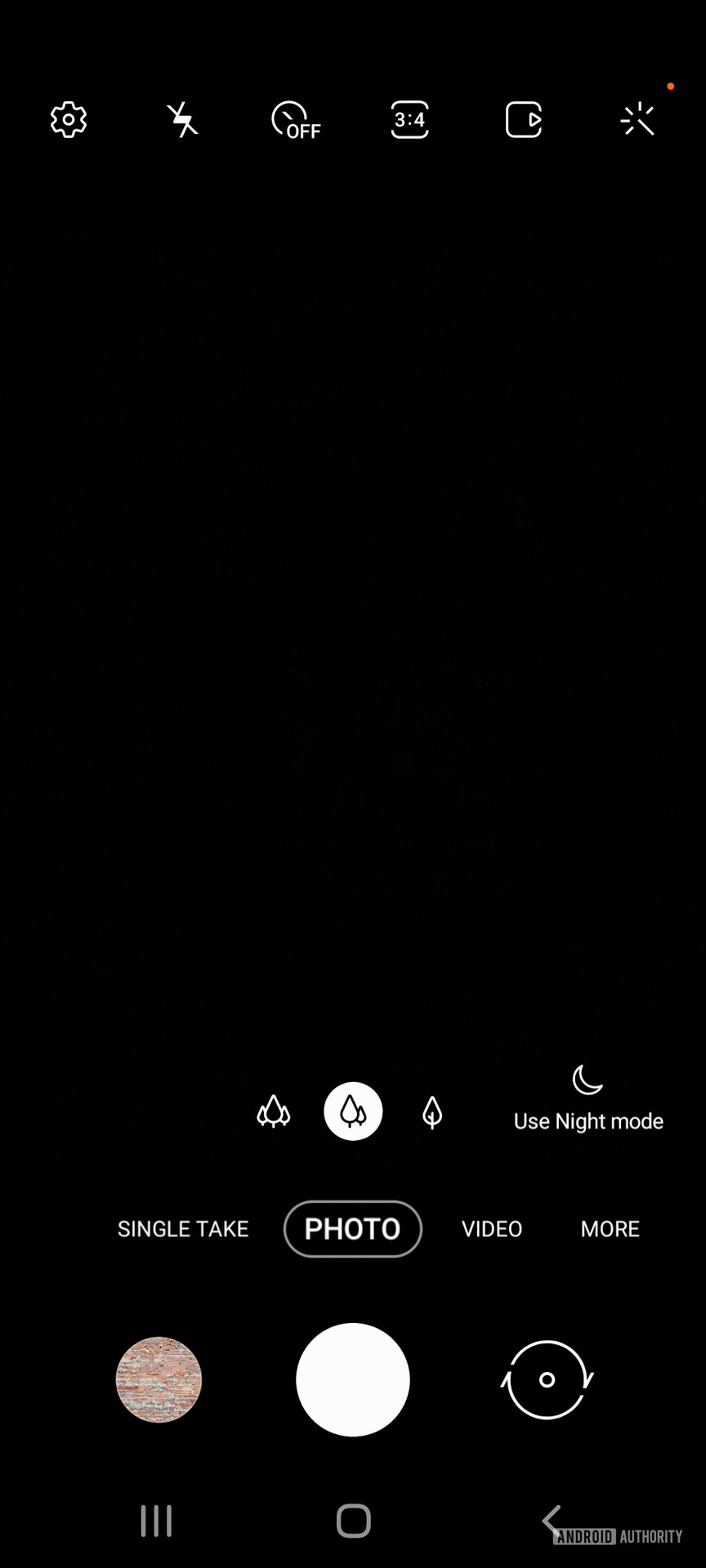 Samsung Galaxy S20 FE Camera home screen