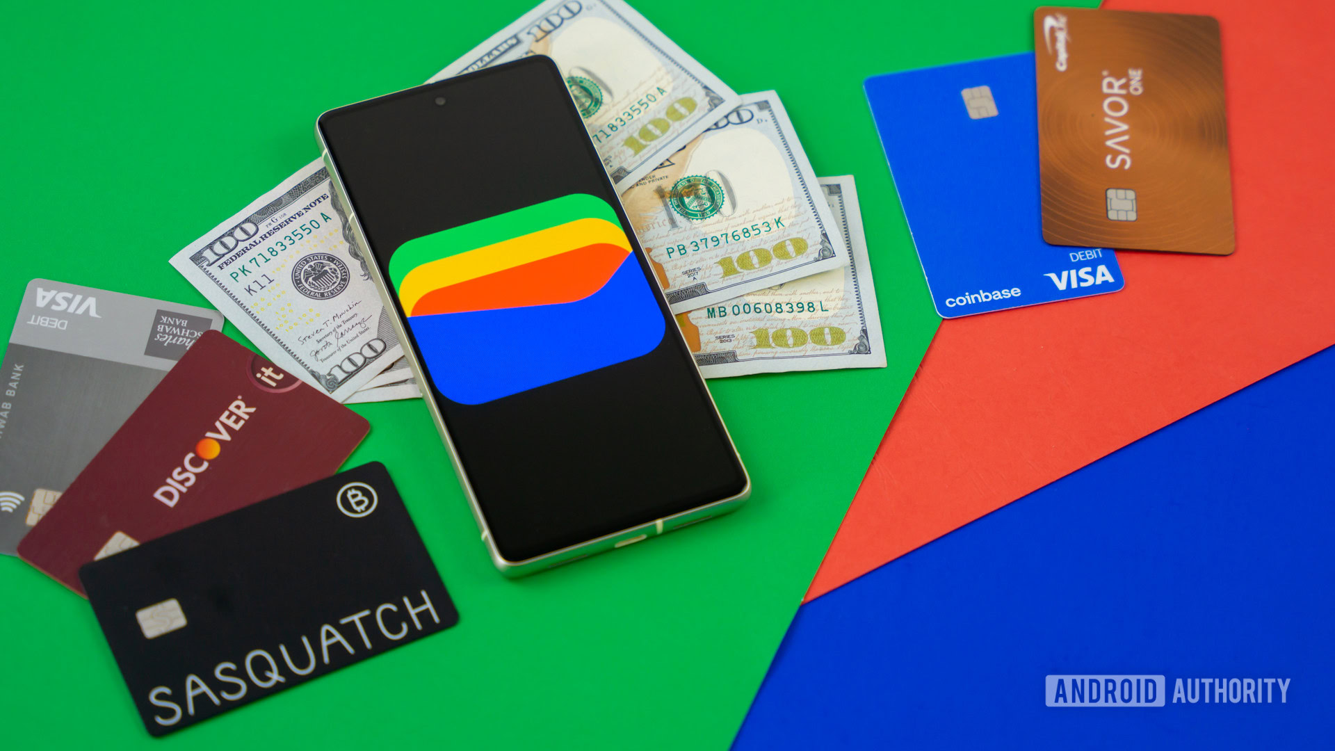 Google Wallet logo on smartphone next to credit cards and cash Stock photo 7 Google Wallet logo on smartphone next to credit cards and cash Stock photo 7