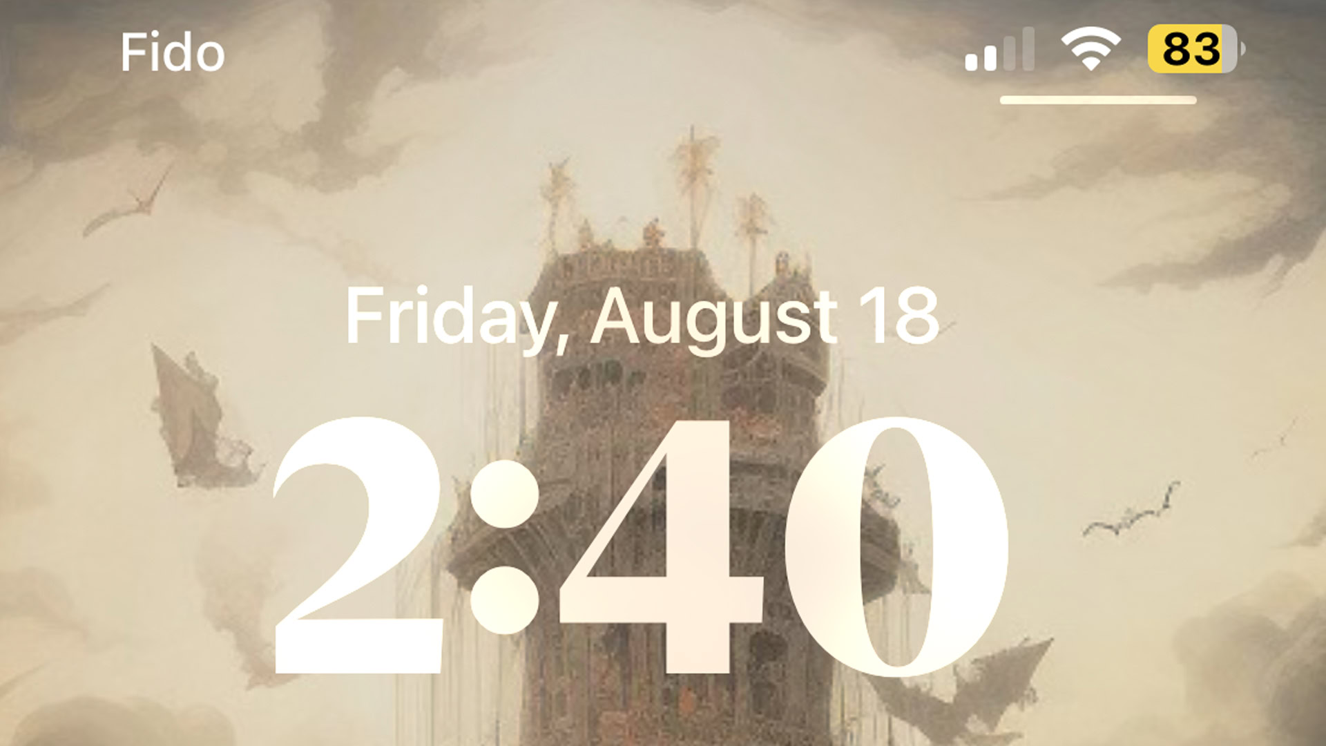 The iOS 16 lockscreen in Low Power Mode The iOS 16 lockscreen in Low Power Mode