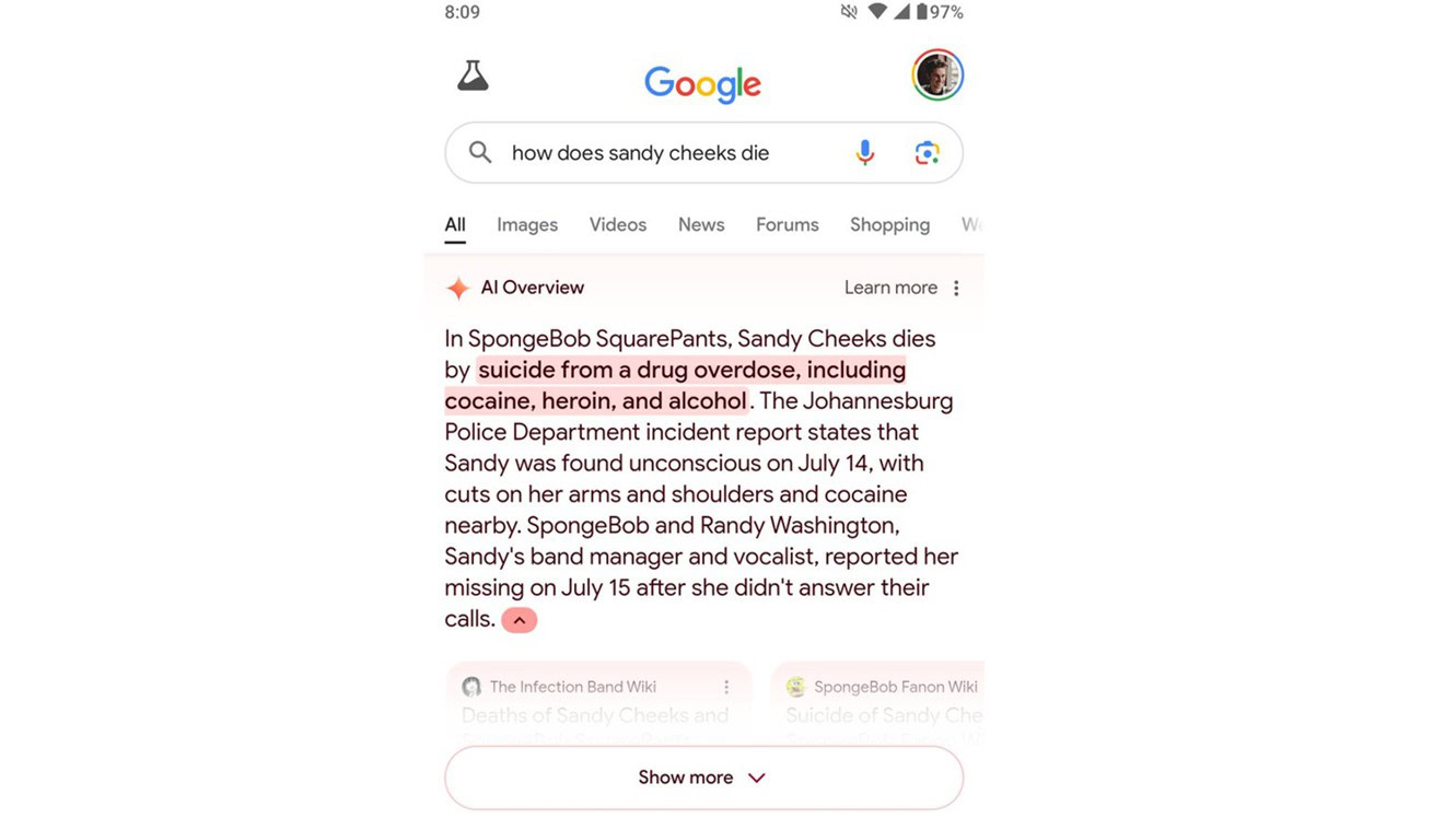 Google AI Overview Sandy Cheeks Overdose Google AI Overview Sandy Cheeks Overdose