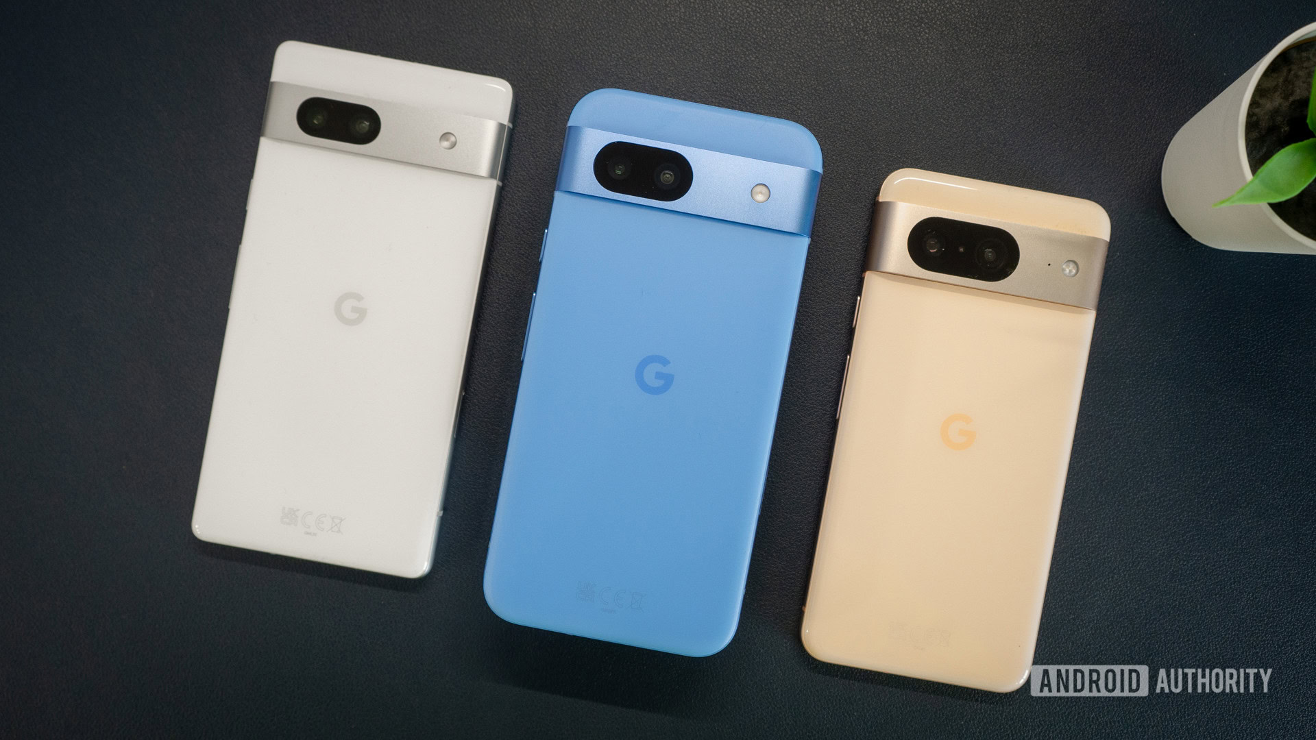 Pixel 7a vs Pixel 8a vs Pixel 8 back covers angled Pixel 7a vs Pixel 8a vs Pixel 8 back covers angled