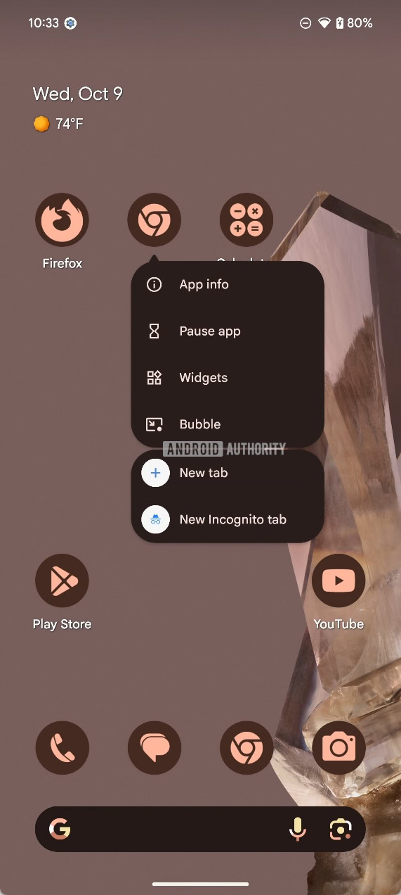 Android 15 QPR1 Beta 2 bubble icon in context menu 2
