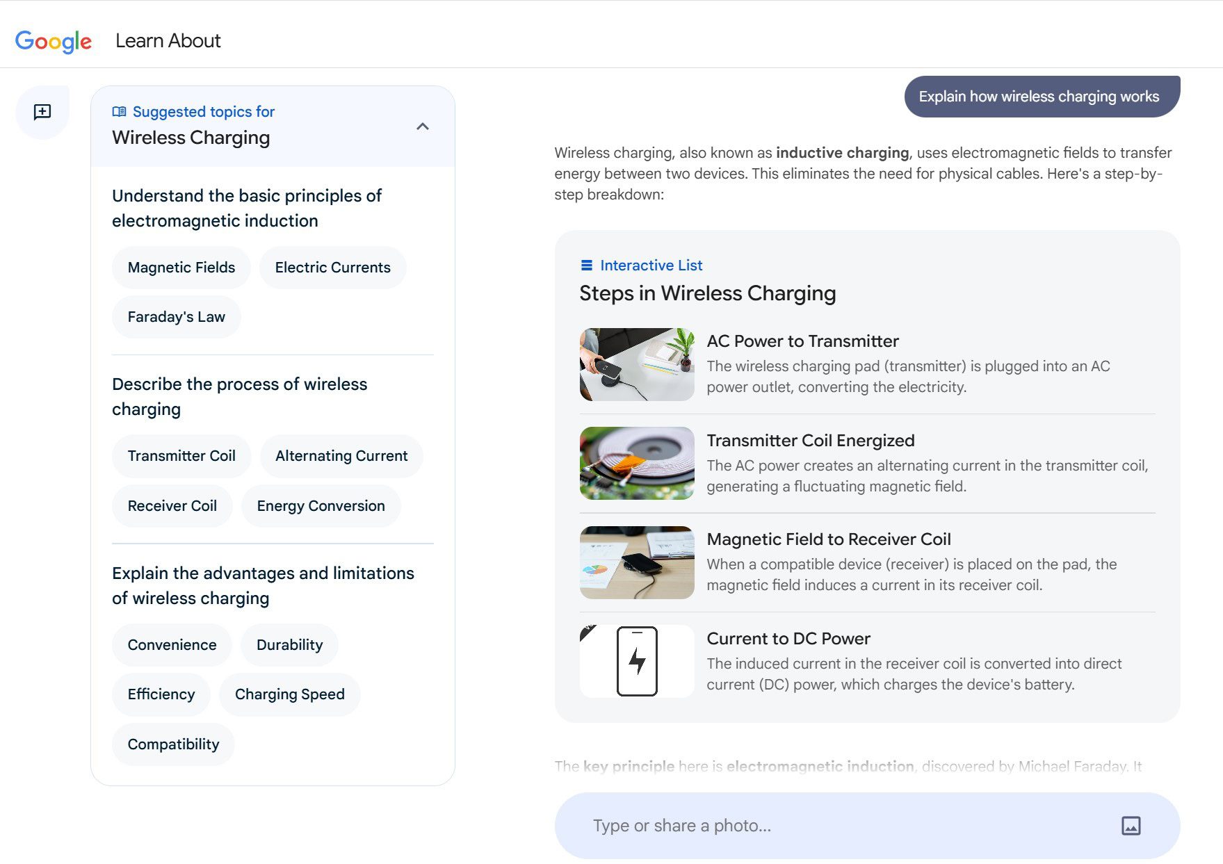 google learn about wireless charging