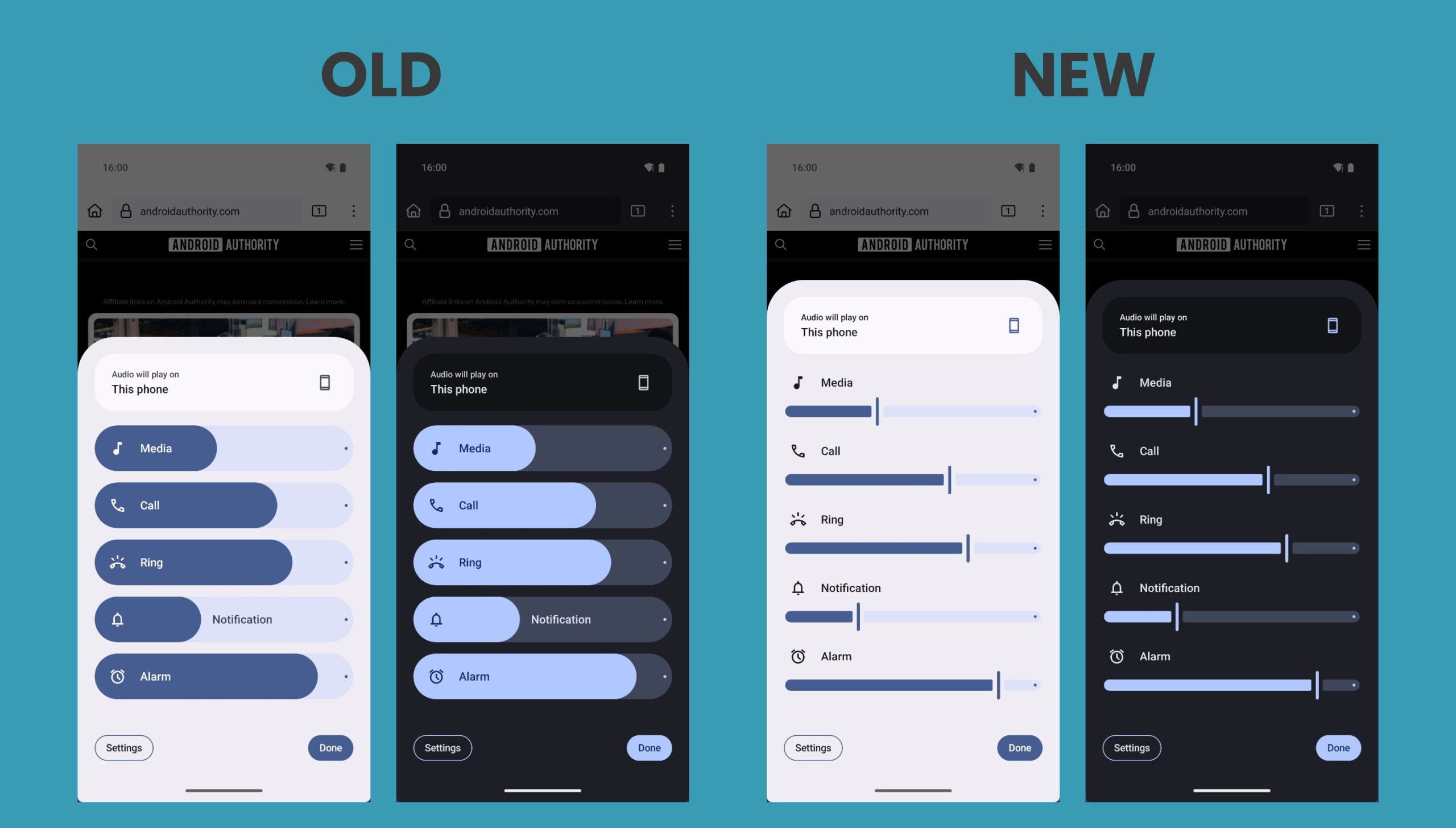 Old vs new volume panel design Old vs new volume panel design