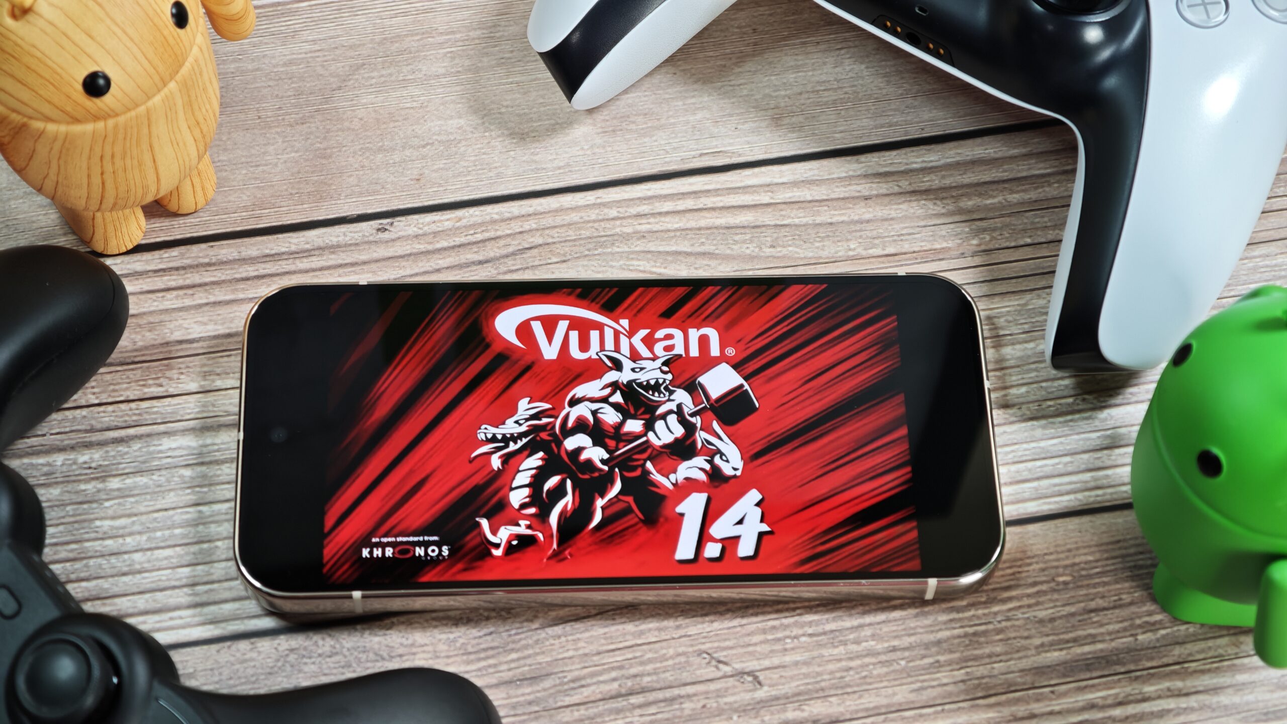 Vulkan 1.4 logo on an Android phone Vulkan 1.4 logo on an Android phone