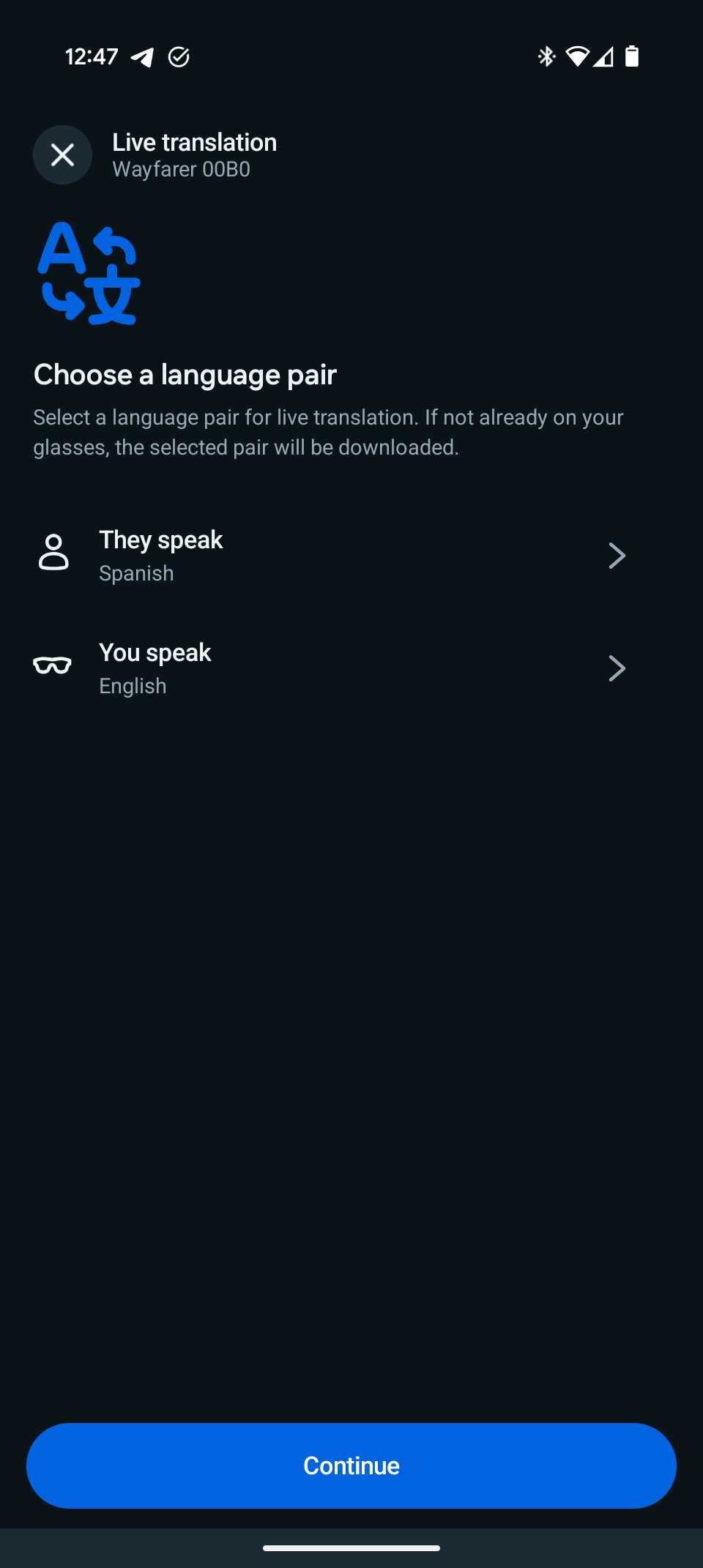 Ray Ban Meta Live Translation Setup